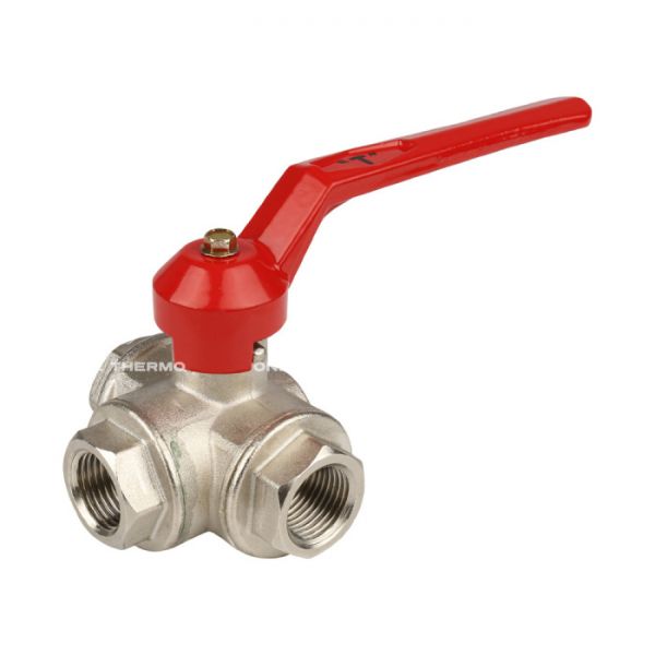 Кран шаровый трехходовой Itap 1280114L 1 1/4" ВР-ВР-ВР, 128L, стандартный проход, ручка-рычаг