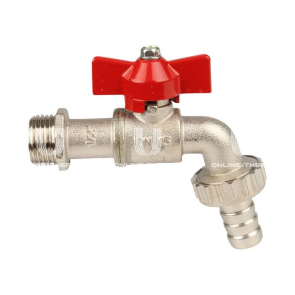 Кран шаровый водоразборный со штуцером Itap GAR 1680012 1/2", НР-штуцер, 168, ручка-бабочка