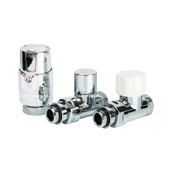 Комплект Luxor KT 258 A из термостатического и запорного клапана 1/2" НР и термоголовки 14902703LUX, прямой, с преднастройкой