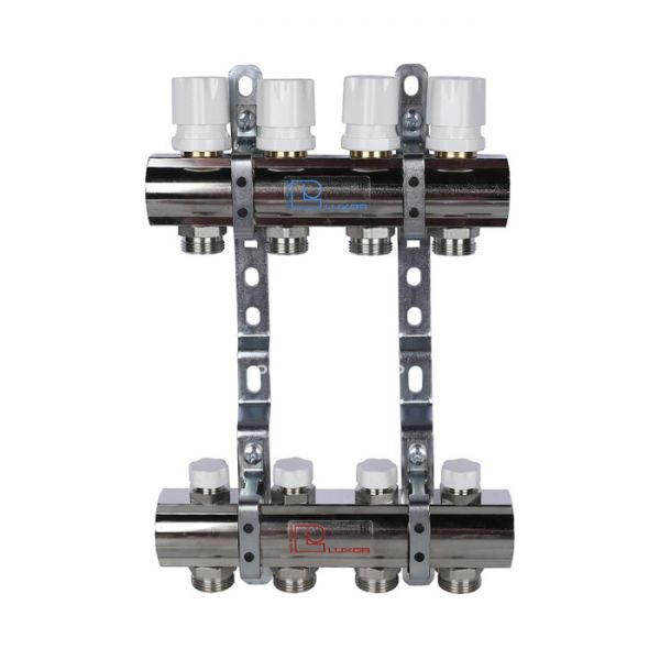 Распределительный коллектор (группа) для отопления Luxor 15552704MN ВР 1", на 4 контура 3/4" EK, никелированный