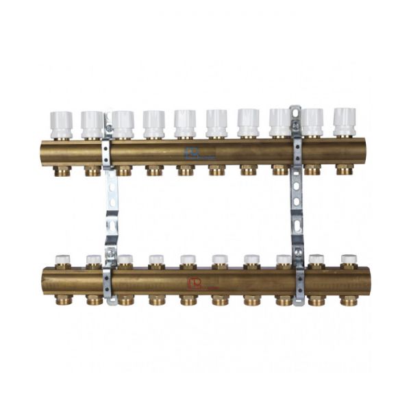 Распределительный коллектор (группа) для отопления Luxor 15552710 ВР 1", на 10 контуров 3/4" EK