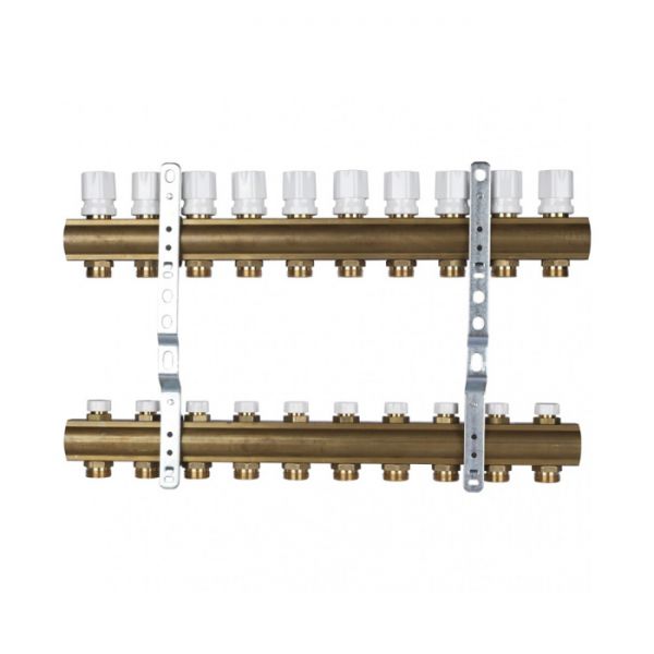 Распределительный коллектор (группа) для отопления Luxor 15552710 ВР 1", на 10 контуров 3/4" EK