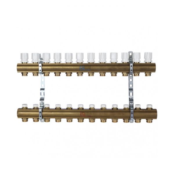 Распределительный коллектор (группа) для отопления Luxor 15552712 ВР 1", на 12 контуров 3/4" EK