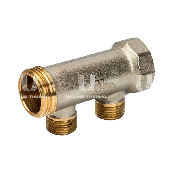 Нерегулирующий проходной коллектор (гребенка) Luxor 47410, 1" ВР-НР, на 2 контура