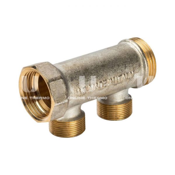 Нерегулирующий проходной коллектор (гребенка) Luxor 68523400, 1" ВР-НР, на 2 контура