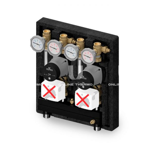 Насосно-смесительный модуль Meibes Kombimix 2MK M26101.3OSRU, 2 смесительных контура без приводов, с насосом Grundfos UPM3 Hybrid 15-70, подача справа