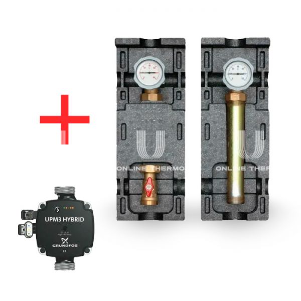 Насосная группа Meibes V-UK M66813.36, прямая, DN 25 (1"), с насосом Grundfos UPM3 Hybrid 25-70 180
