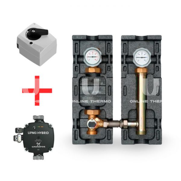 Насосная группа Meibes V-MK M66833.36M, смесительная с приводом, DN 25 (1"), с насосом Grundfos UPM3 Hybrid 25-70 180, подача слева