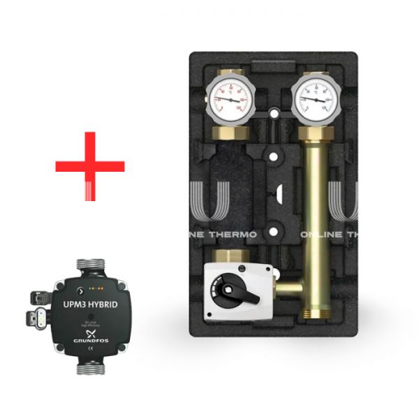 Насосная группа Meibes MK ML66831.36MRU, смесительная с приводом, DN 25 (1"), с насосом Grundfos UPM3 Hybrid 25-70 180, подача слева