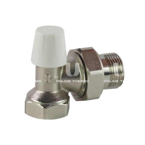 Запорный радиаторный клапан ручной Ogint 1/2" ВР, угловой