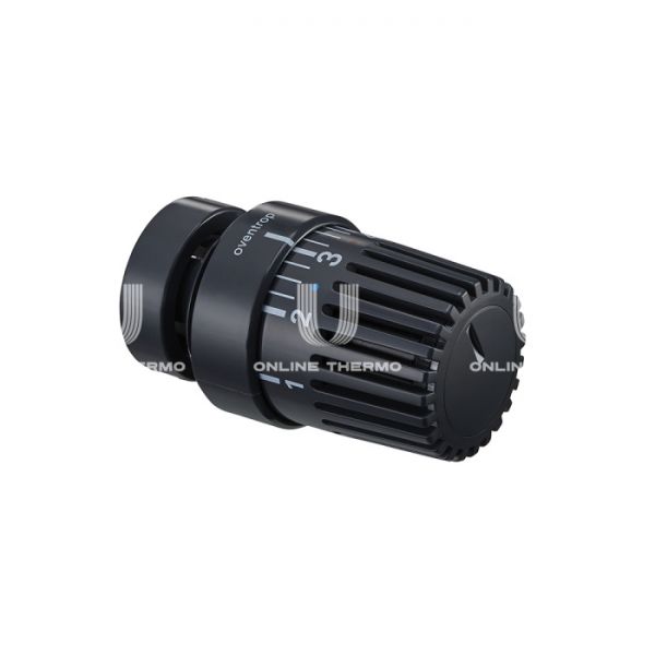 Термостатическая головка (термостат) Oventrop Uni LD 1011478, жидкостная, клипсовое соединение, с декоративным кольцом, черная антрацит RAL 7016