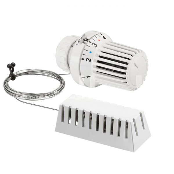 Термостатическая головка (термостат) Oventrop Uni XD 1011575, жидкостная, клипсовое соединение, с выносным датчиком, белая, 2 м