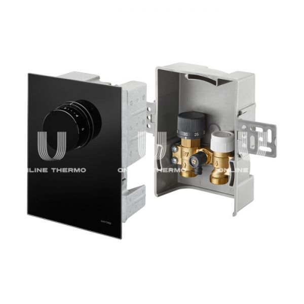 Набор терморегулятора Oventrop Unibox T-RTL 1022771, 20-40°C, крышка черное стекло