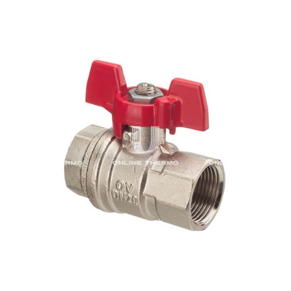 Кран шаровый Oventrop Optibal 1076104, 1/2" ВР-ВР, полнопроходной, ручка-бабочка