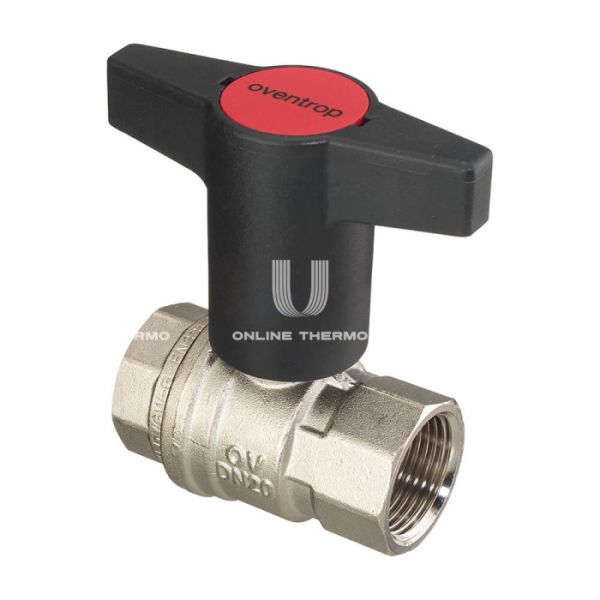 Кран шаровый Oventrop Optibal 1077112, 1 1/2" ВР-ВР, полнопроходной, ручка пластиковая удлиненная
