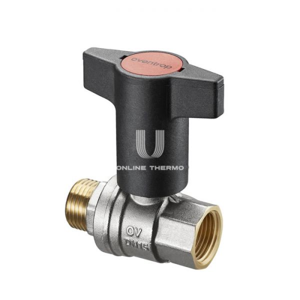 Кран шаровый Oventrop Optibal 1077304, 1/2" ВР-НР, полнопроходной, ручка пластиковая удлиненная