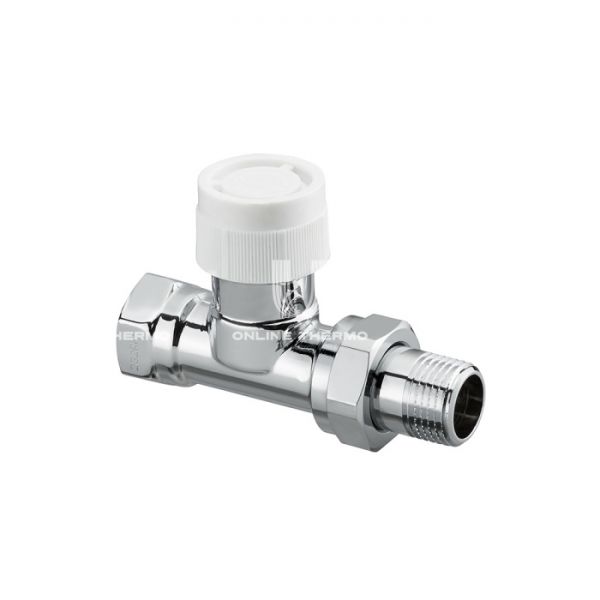 Термостатический клапан (терморегулятор) Oventrop 1162154, DN15, 1/2" ВР-НР, серия CV9, прямой, хромированный, с преднастройкой