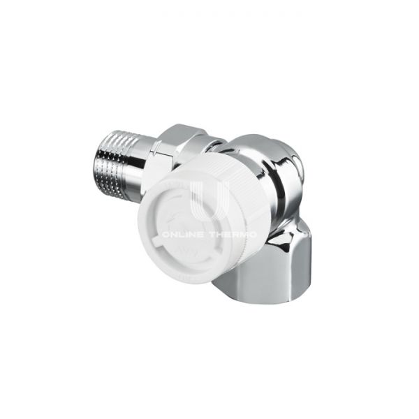 Термостатический клапан (терморегулятор) Oventrop 1162473, DN15, 1/2" ВР-НР, серия CV9, трехосевой правый, хромированный, с преднастройкой