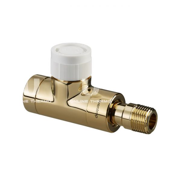 Термостатический клапан (терморегулятор) Oventrop 1163172, DN15, 1/2" ВР-НР, серия E, прямой, позолоченный, с преднастройкой