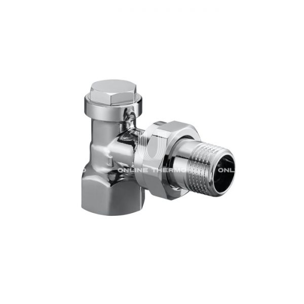Запорный радиаторный клапан (вентиль) ручной регулировки Oventrop 1164554, DN15, 1/2" ВР-НР, Combi C, угловой, хромированный