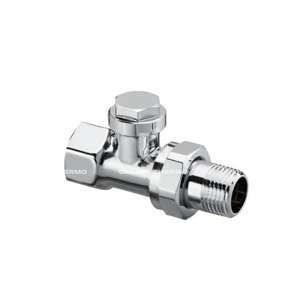 Запорный радиаторный клапан (вентиль) ручной регулировки Oventrop 1165554, DN15, 1/2" ВР-НР, Combi C, прямой, хромированный