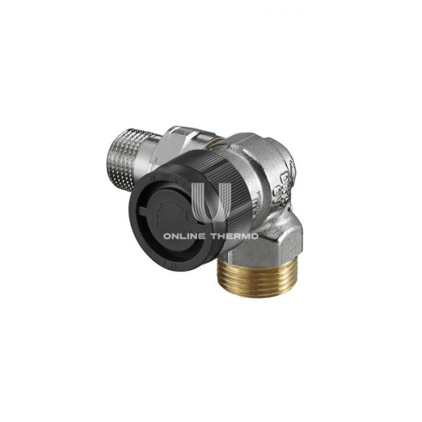 Термостатический клапан (терморегулятор) Oventrop 1181397, DN15, 1/2"х3/4"EK НР-НР, серия A, трехосевой правый, с подключением ЕК, без преднастройки