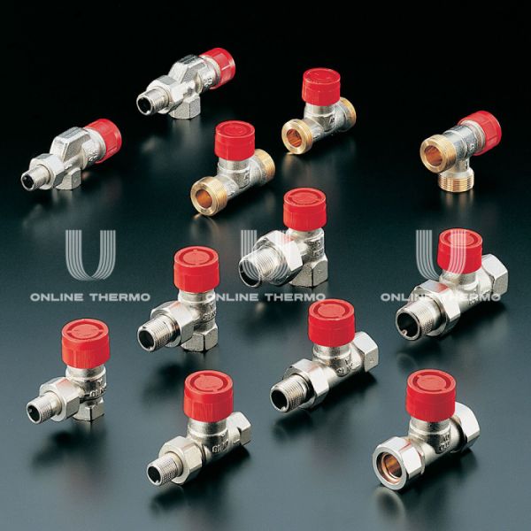 Термостатический клапан (терморегулятор) Oventrop 1181462, DN15, 1/2" ВР-НР, серия AF, трехосевой левый, с преднастройкой