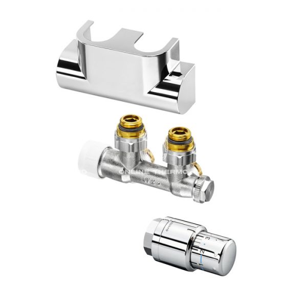 Присоединительный набор для полотенцесушителя Oventrop 1184284 Multiblock T/Uni SH, 1/2х3/4" НР-НР, угловой, хромированный