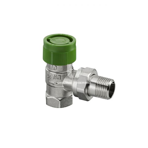 Термостатический клапан (терморегулятор) Oventrop 1187504, DN15, 1/2" ВР-НР, серия AZV, угловой, с преднастройкой