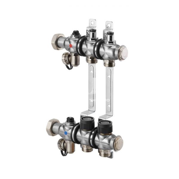Распределительный коллектор (группа) для отопления Oventrop Multidis SF9 1404559, ВР 1", на 9 контуров, 3/4" ЕК, нержавеющая сталь