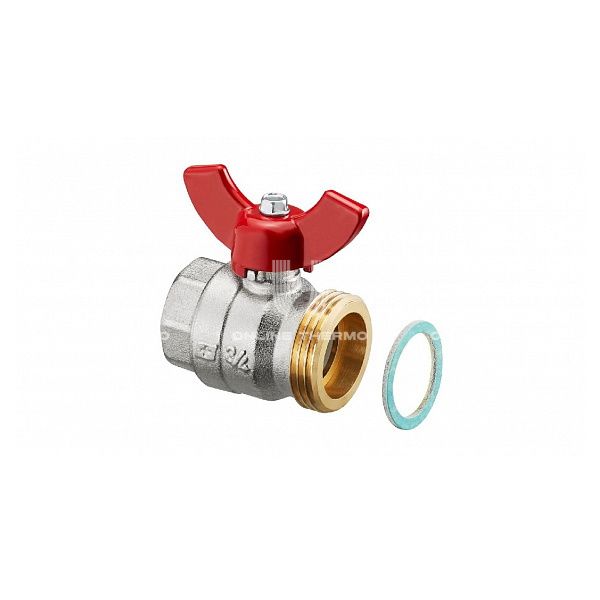 Кран шаровый Oventrop  Multidis SH/SF 1406383, 3/4"х1" ВР-НР, с плоским уплотнением, ручка-бабочка, для коллекторов