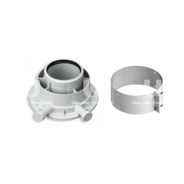 Вертикальный адаптер (переходник) Protherm 0020257015 со стальным хомутом, 60/100 мм, полипропиленовый (PP), коаксиальный, конденсационный