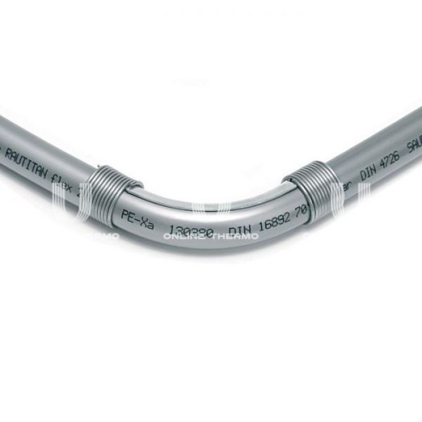 Фиксатор поворота 90° с кольцами (направляющий отвод) Rehau Rautitan 11388911002 для труб 20 мм, оцинкованная сталь