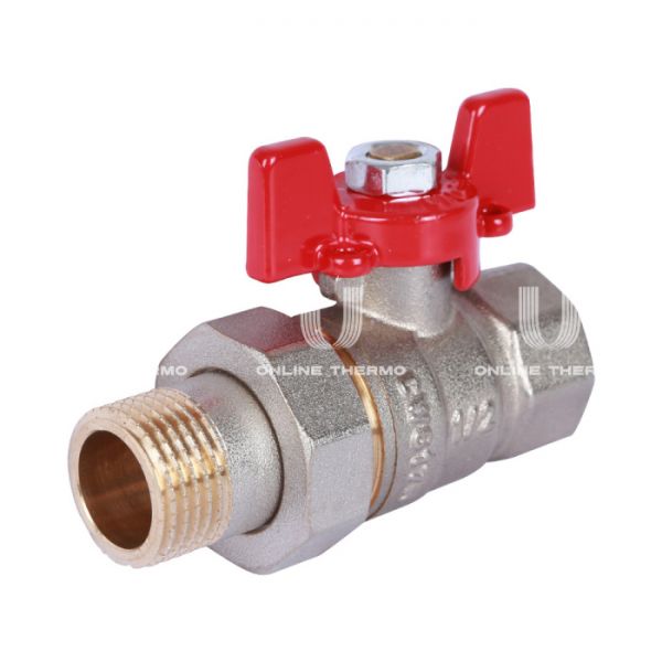 Кран шаровый с разъемным соединением Rommer RBV-0005-0510215, 1/2" ВР-НР, стандартный, ручка-бабочка