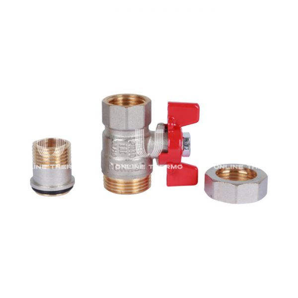 Кран шаровый с разъемным соединением Rommer RBV-0005-0510215, 1/2" ВР-НР, стандартный, ручка-бабочка