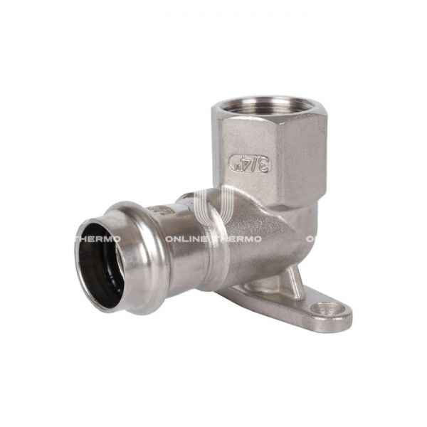 Угольник настенный (водорозетка) однораструбный с внутренней резьбой Rommer RSS-0011-002234, 3/4"?22 мм, пресс-обжим