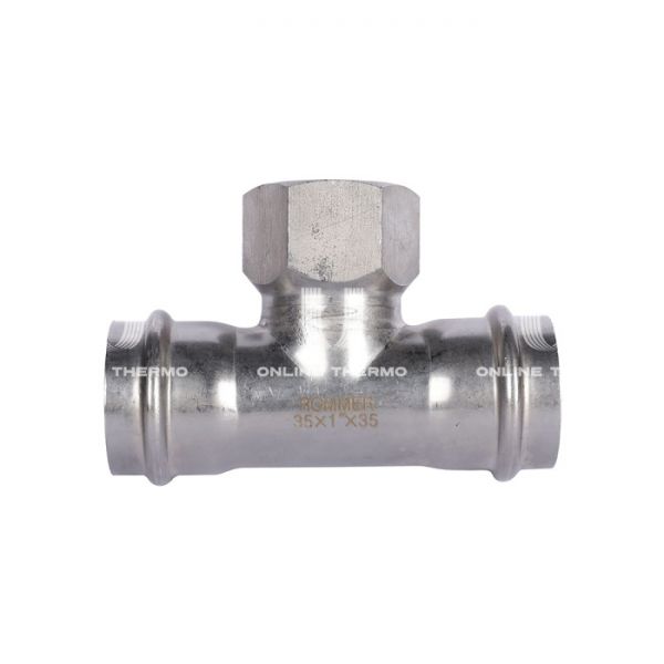 Тройник двураструбный переходной с внутренней резьбой Rommer RSS-0015-000351, 1"?35 мм, пресс-обжим