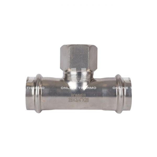 Тройник двураструбный переходной с внутренней резьбой Rommer RSS-0015-002834, 3/4"?28 мм, пресс-обжим
