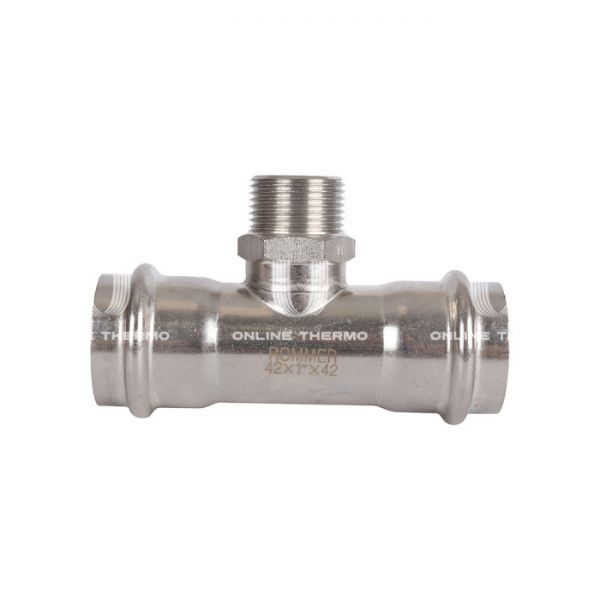 Тройник двураструбный переходной с внутренней резьбой Rommer RSS-0016-000421, 1"?42 мм, пресс-обжим