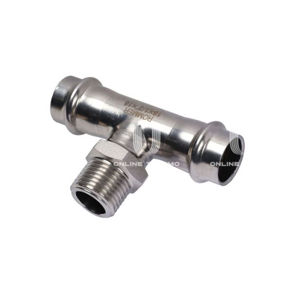 Тройник двураструбный переходной с внутренней резьбой Rommer RSS-0016-001812, 1/2"?18 мм, пресс-обжим