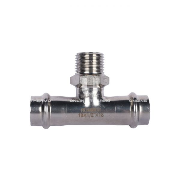 Тройник двураструбный переходной с внутренней резьбой Rommer RSS-0016-001812, 1/2"?18 мм, пресс-обжим