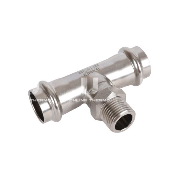 Тройник двураструбный переходной с внутренней резьбой Rommer RSS-0016-002212, 1/2"?22 мм, пресс-обжим