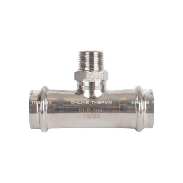 Тройник двураструбный переходной с внутренней резьбой Rommer RSS-0016-002812, 1/2"?28 мм, пресс-обжим