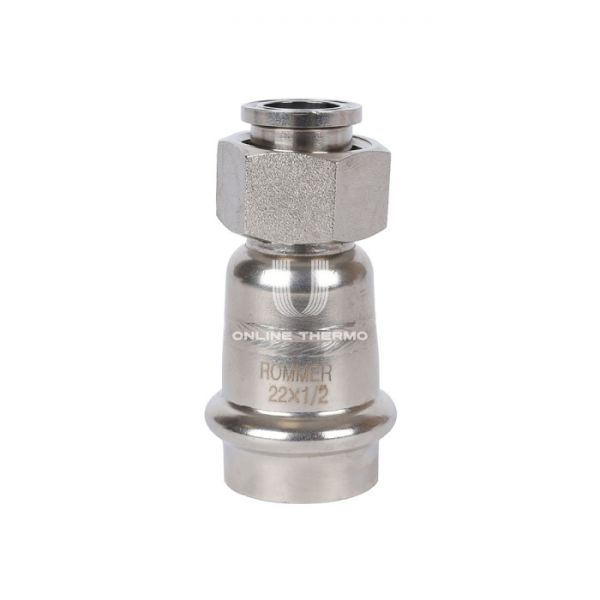 Переходник однораструбный с накидной гайкой Rommer RSS-0026-002212, 1/2"?22 мм, пресс-обжим