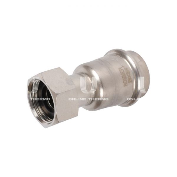 Переходник однораструбный с накидной гайкой Rommer RSS-0026-002834, 3/4"?28 мм, пресс-обжим