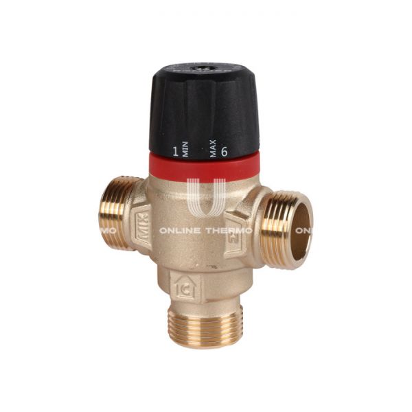 Термостатический смесительный клапан Rommer RVM-0121-164320 НР 3/4", Kvs 1.6, PN5, 20-43°C