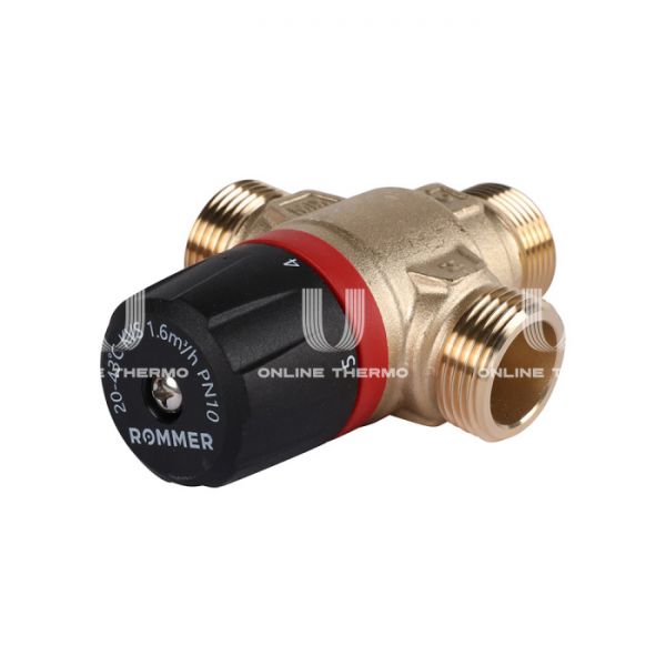Термостатический смесительный клапан Rommer RVM-0121-164320 НР 3/4", Kvs 1.6, PN5, 20-43°C