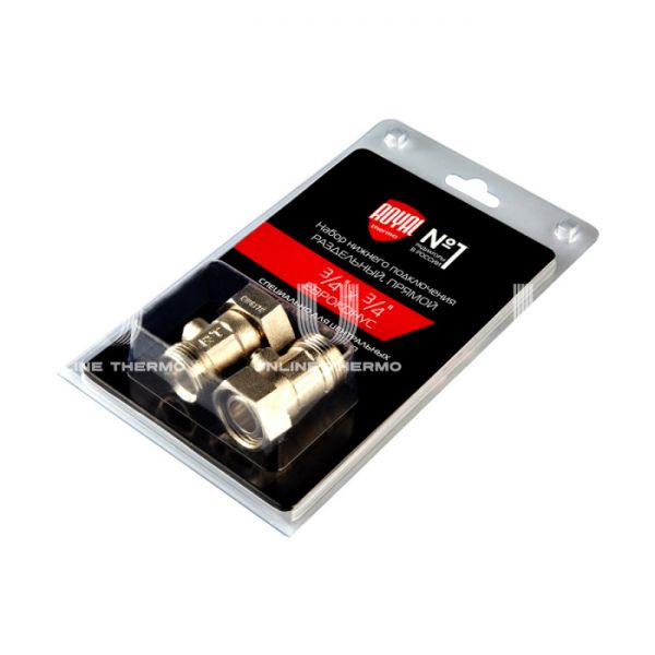 Набор узлов нижнего подключения Royal Thermo RTE 07.0020 3/4"х3/4"EK НГ-НР, прямой, раздельный, 2 шт.