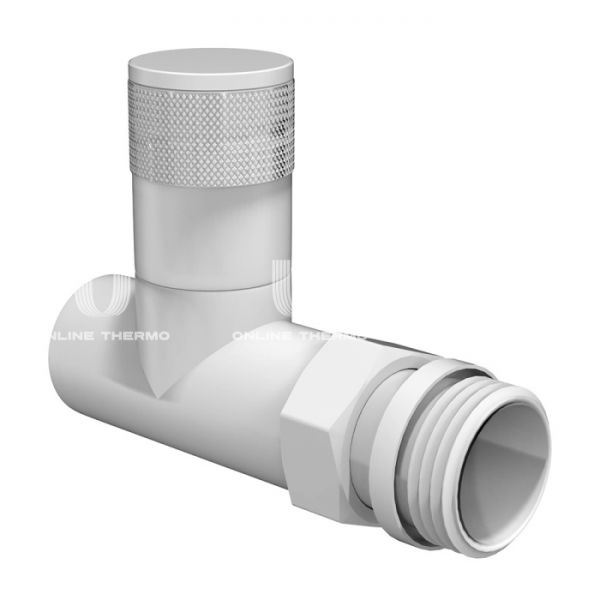 Комплект дизайнерских радиаторных прямых клапанов ручной регулировки Royal Thermo Piano RTE 56.0010 1/2" ВР-НР, с антипротечкой, белый, 2 шт.