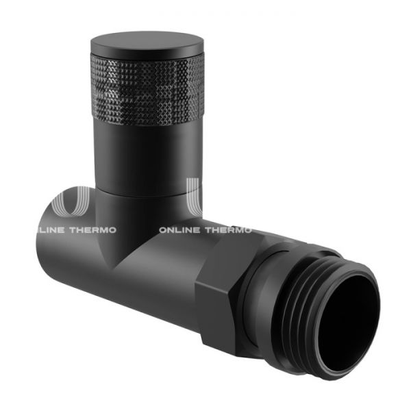 Комплект дизайнерских радиаторных прямых клапанов ручной регулировки Royal Thermo Piano RTE 56.0011 1/2" ВР-НР, с антипротечкой, черный, 2 шт.